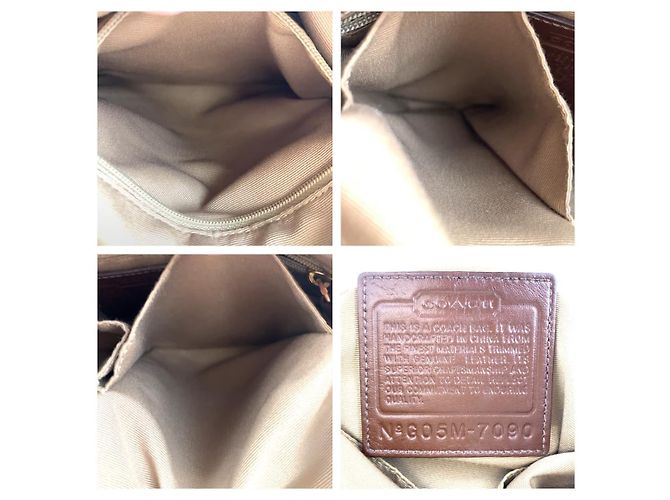 Borsa a tracolla COACH Signature Canvas/Leather Beige D'oro - vista 4
