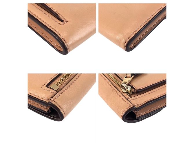 Cartera larga de piel Signature Coach Beige - vista 4