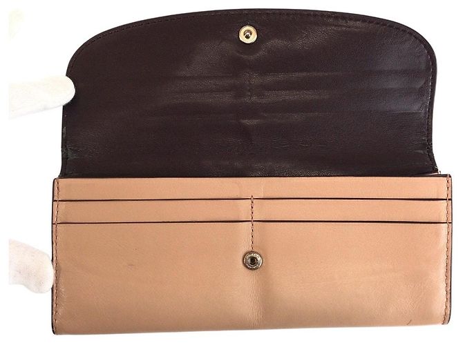 Cartera larga de piel Signature Coach Beige - vista 6