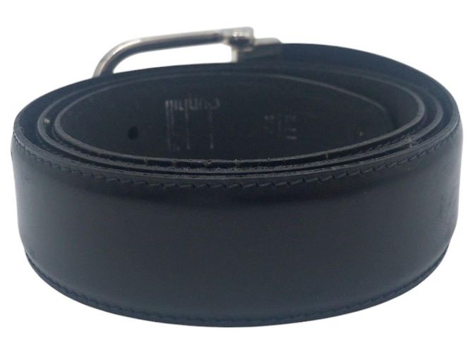 Alfred Dunhill Dunhill Leder-Metall-Gürtel Schwarz Silber - Ansicht 2