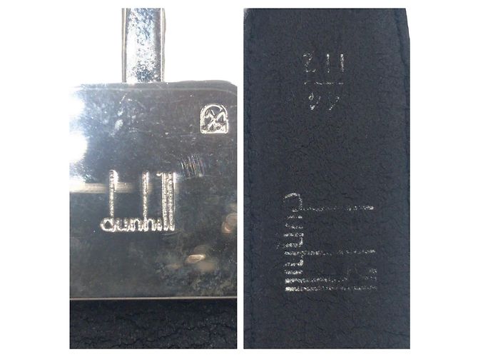 Alfred Dunhill Dunhill Leder-Metall-Gürtel Schwarz Silber - Ansicht 3