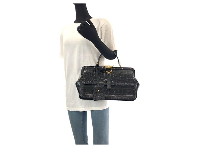 Bolso de mano Gucci 303885 de cocodrilo Negro - vista 7