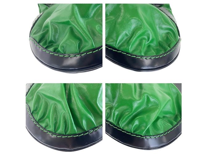 Bolsa de ombro Gucci em nylon e couro Preto Verde - vista 3