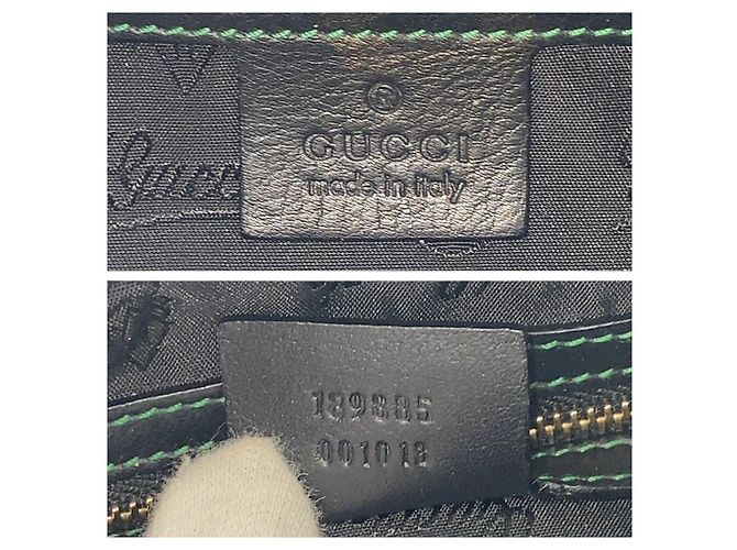 Bolsa de ombro Gucci em nylon e couro Preto Verde - vista 5