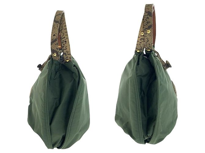 Bolso Bally de nylon y pitón Verde Caqui - vista 6