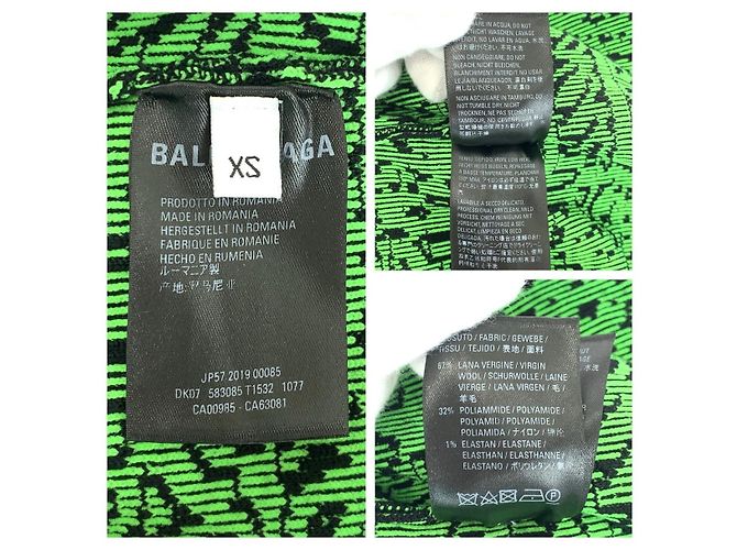 Prenda de punto de lana y poliamida jacquard con eslogan Balenciaga Verde - vista 7