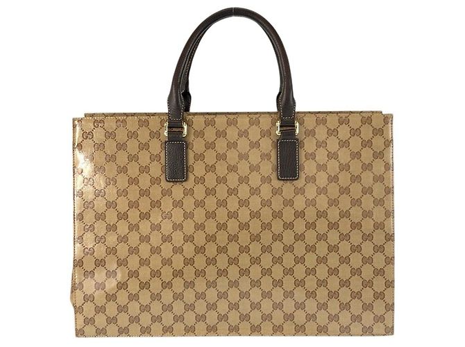 Gucci GG Crystal Aktentasche Beige Dunkelbraun - Ansicht 2