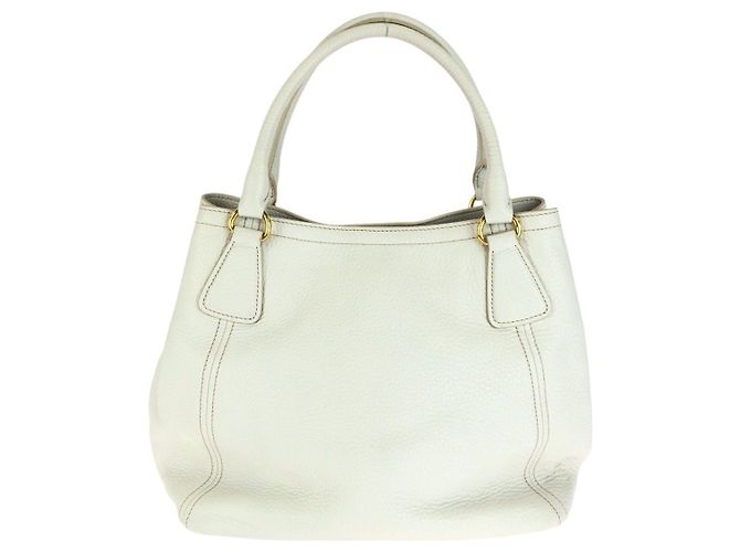 Saco Tote Prada em couro Vitello Daino Branco - vista 2