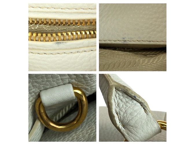 Saco Tote Prada em couro Vitello Daino Branco - vista 5