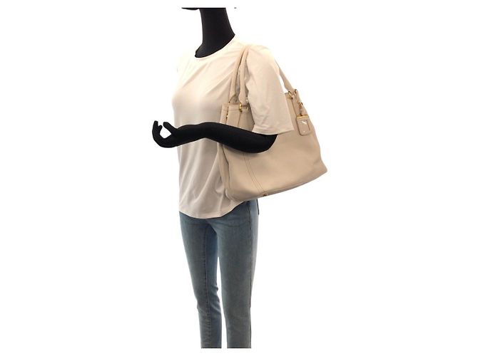 Saco Tote Prada em couro Vitello Daino Branco - vista 7