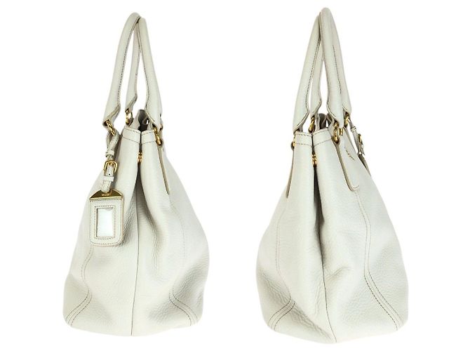 Saco Tote Prada em couro Vitello Daino Branco - vista 8