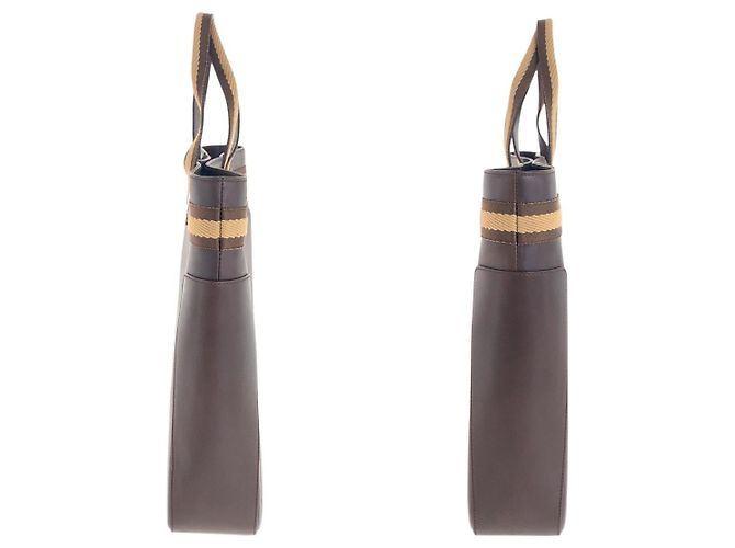 Borsa Tote in pelle Gucci Sherry Line Marrone Beige - vista 8