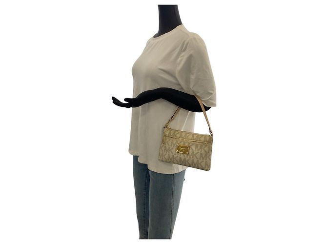 Borsa Michael Kors in PVC/Pelle Bianco sporco - vista 7