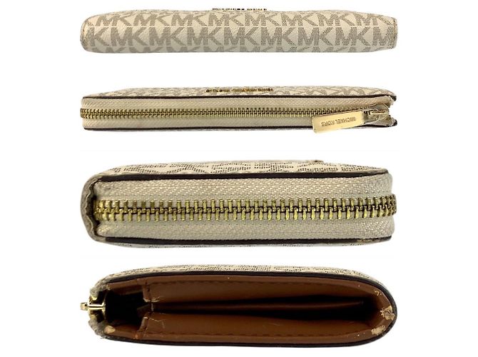 Michael Kors Jet Set Travel PVC Geldbörse lang Braun Weiß - Ansicht 10