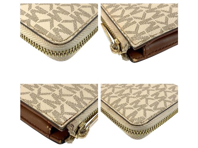 Michael Kors Jet Set Travel PVC Geldbörse lang Braun Weiß - Ansicht 4