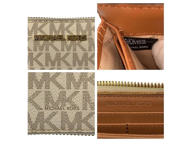 Michael Kors Jet Set Travel PVC Geldbörse lang Braun Weiß - Ansicht 5