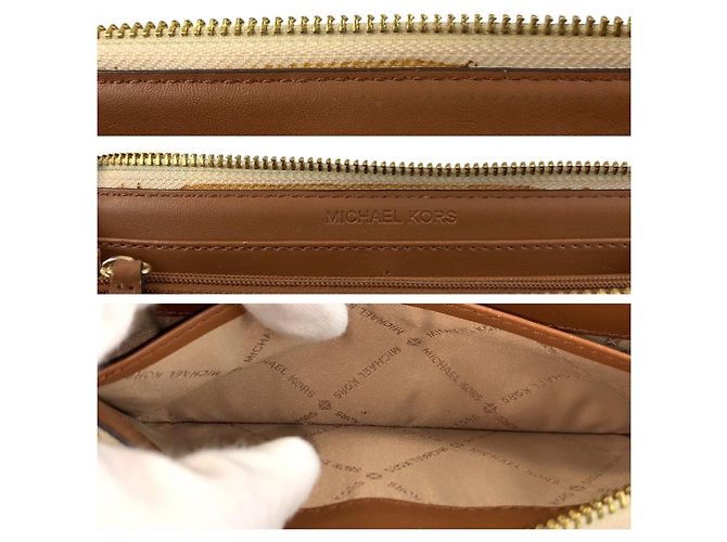 Michael Kors Jet Set Travel PVC Geldbörse lang Braun Weiß - Ansicht 6