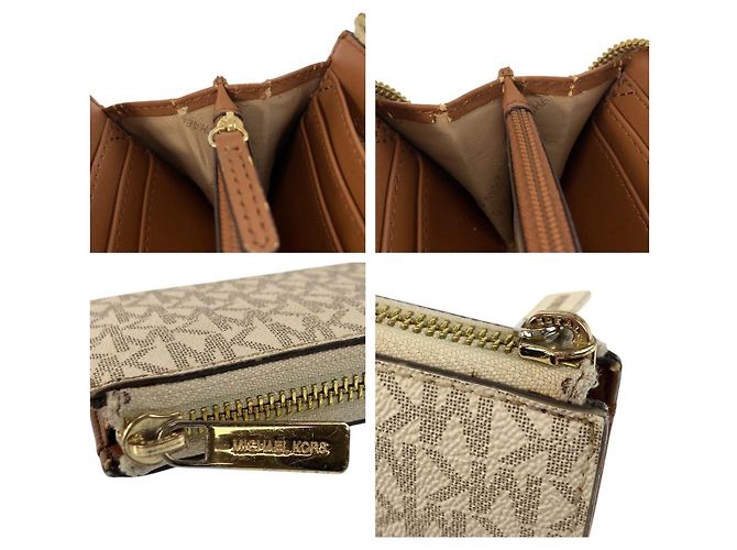 Michael Kors Jet Set Travel PVC Geldbörse lang Braun Weiß - Ansicht 7