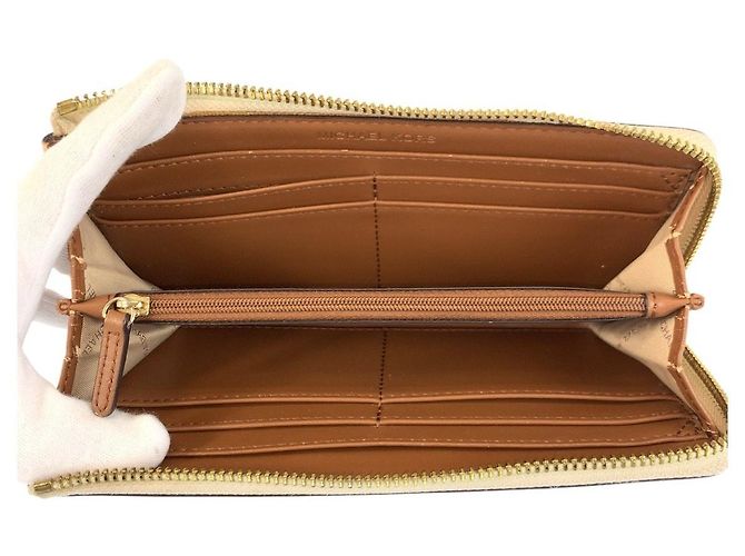 Michael Kors Jet Set Travel PVC Geldbörse lang Braun Weiß - Ansicht 8