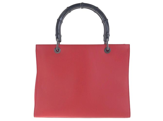 Borsa 2way in pelle Bamboo Gucci Nero Rosso - vista 2