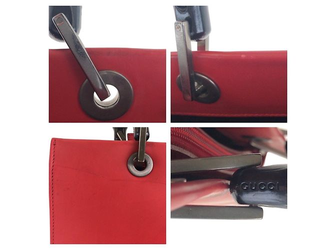 Borsa 2way in pelle Bamboo Gucci Nero Rosso - vista 5