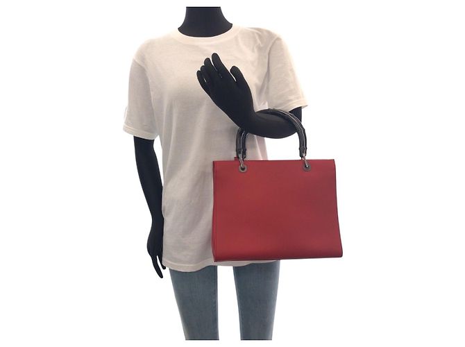 Borsa 2way in pelle Bamboo Gucci Nero Rosso - vista 7