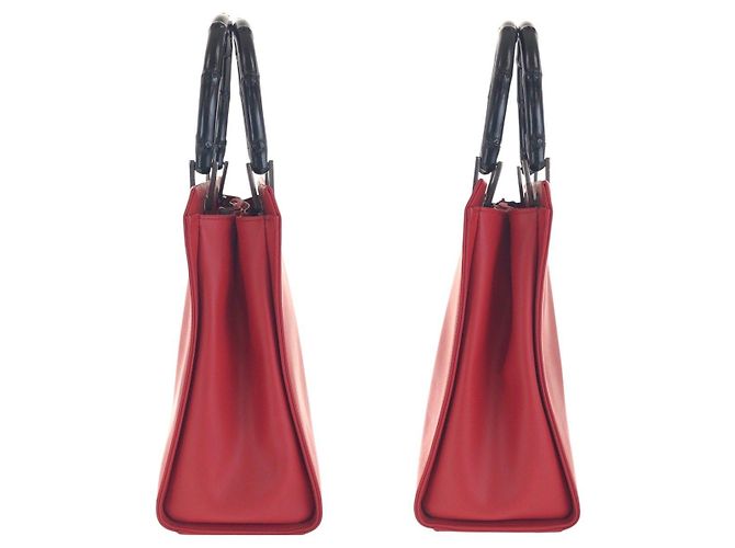 Borsa 2way in pelle Bamboo Gucci Nero Rosso - vista 8