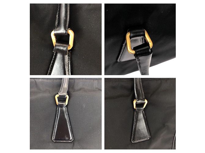 Prada Tessuto Triangle Logo Plate Nylon 2way Shoulder Bag Black - view 5