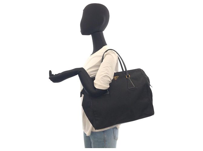 Prada Tessuto Triangle Logo Plate Nylon 2way Shoulder Bag Black - view 7