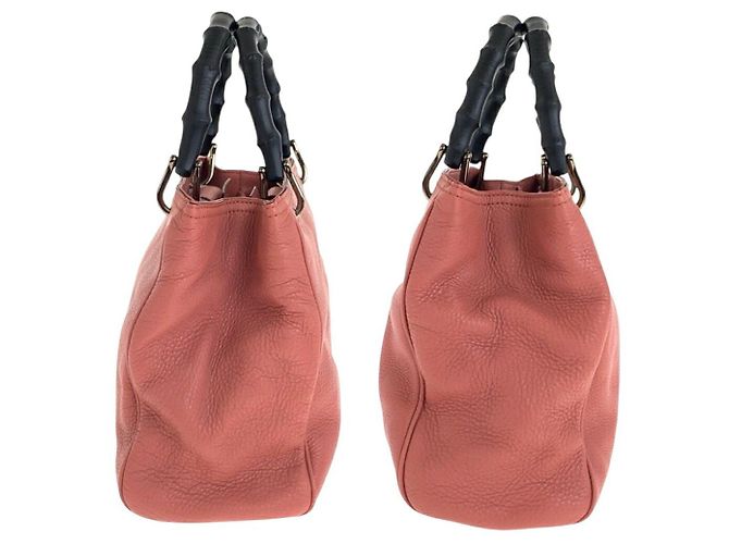 Borsa Tote in pelle Gucci Bamboo Rosa - vista 8