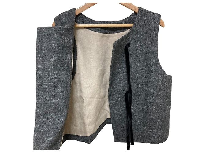 Autre Marque nest Robe Chaleco de tweed de lino y lana Castaño - vista 3