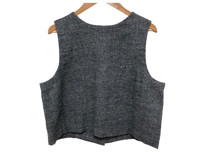 Autre Marque nest Robe Chaleco de tweed de lino y lana Castaño - vista 4