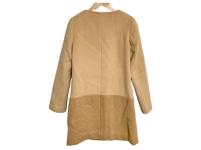 Autre Marque INED Wool Collarless Coat Beige - view 2