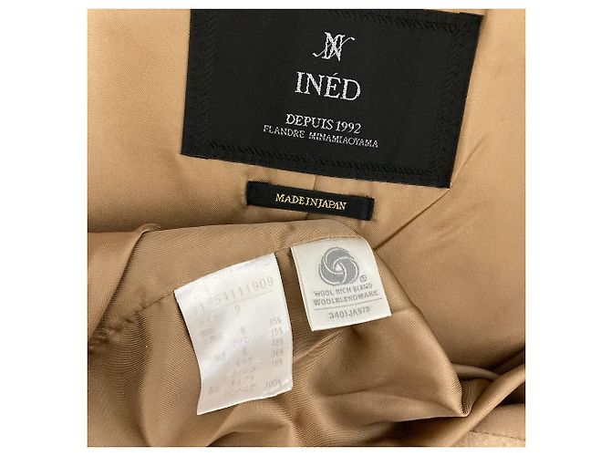 Autre Marque INED Wool Collarless Coat Beige - view 3