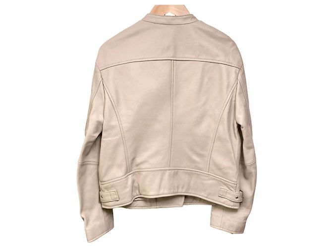 Autre Marque Giacca Double Riders Grace Class in Nappa di Agnello Beige - vista 2