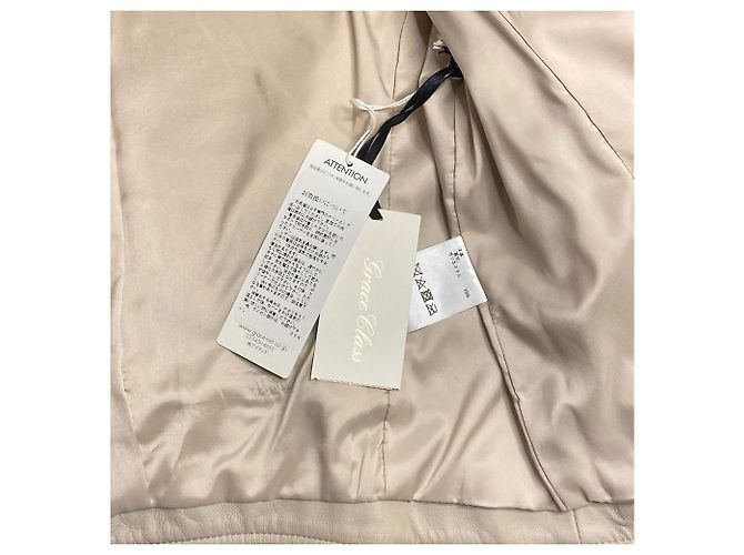 Autre Marque Giacca Double Riders Grace Class in Nappa di Agnello Beige - vista 5