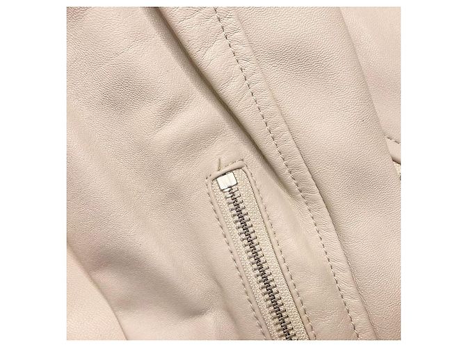 Autre Marque Giacca Double Riders Grace Class in Nappa di Agnello Beige - vista 6