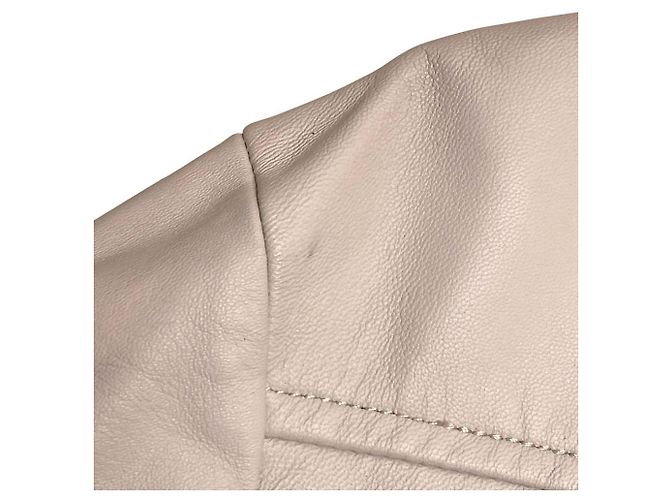 Autre Marque Giacca Double Riders Grace Class in Nappa di Agnello Beige - vista 7