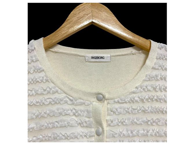 Autre Marque Cardigan in pizzo Ingeborg Bianco Bianco sporco - vista 3