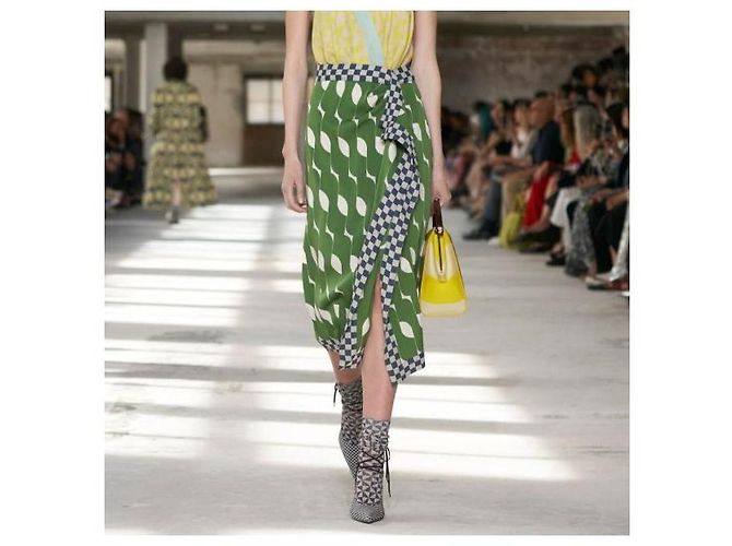 Gonna Dries Van Noten SOLE 8227 in viscosa e cotone Verde - vista 3