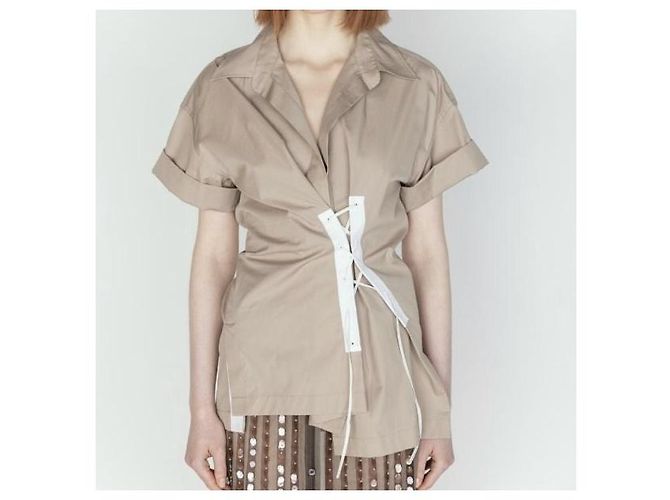Dries Van Noten CLICK 8329 W.W.SHIRT Camisa de algodón Beige Arena - vista 3