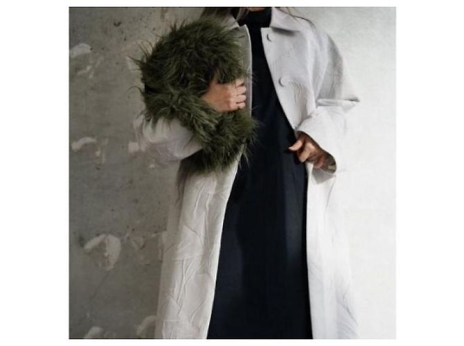 Dries Van Noten ROOLSY 9034 W.W.COAT Abrigo de mezcla de algodón y seda Blanco - vista 3