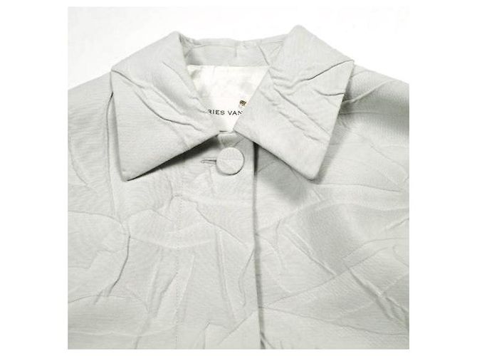 Dries Van Noten ROOLSY 9034 W.W.COAT Abrigo de mezcla de algodón y seda Blanco - vista 5