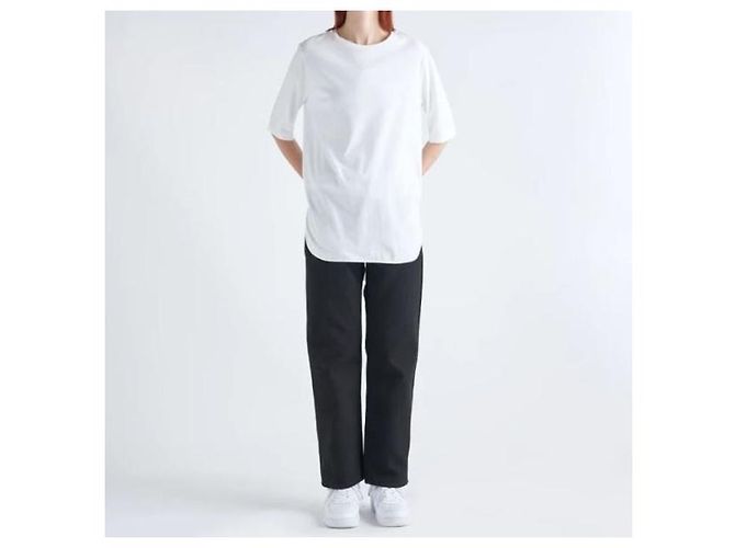 Autre Marque ATON SUVIN 60/2 S/S T-Shirt aus Baumwolle mit rundem Saum Weiß - Ansicht 3
