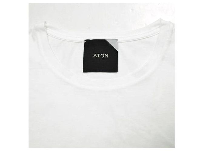 Autre Marque ATON SUVIN 60/2 S/S T-Shirt aus Baumwolle mit rundem Saum Weiß - Ansicht 5