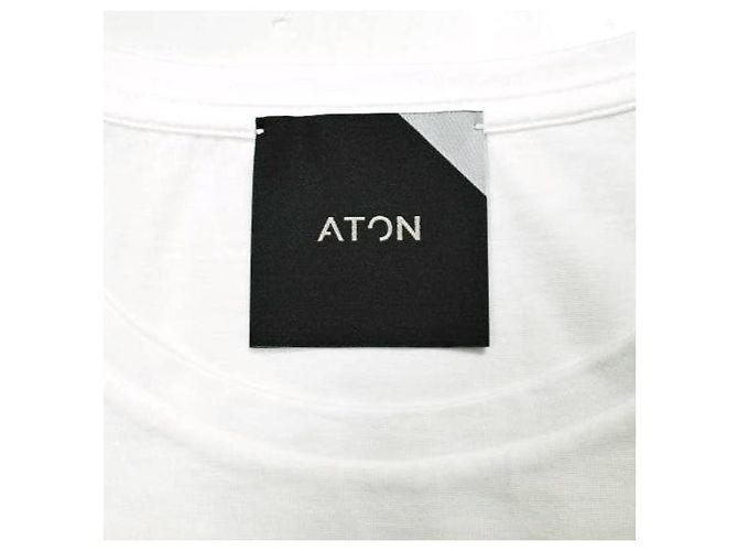 Autre Marque ATON SUVIN 60/2 S/S T-Shirt aus Baumwolle mit rundem Saum Weiß - Ansicht 8