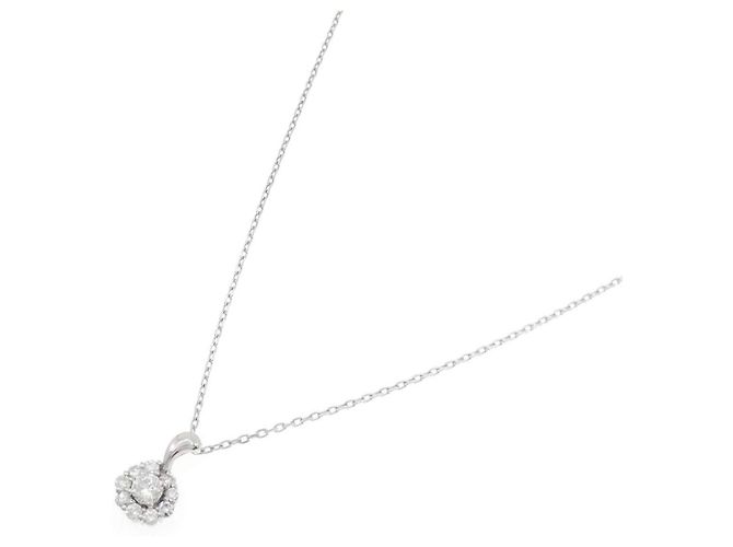 Autre Marque Diamanten-Blumenhalskette PT900/PT850 Silber - Ansicht 2