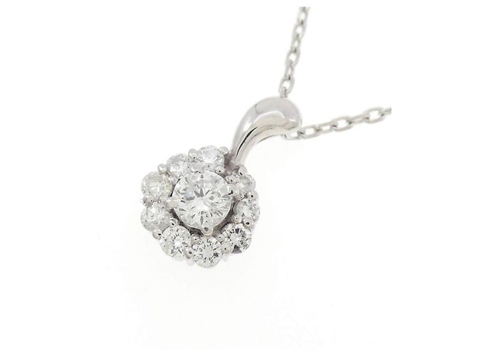 Autre Marque Diamanten-Blumenhalskette PT900/PT850 Silber - Ansicht 3