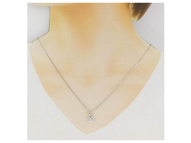 Autre Marque Diamanten-Blumenhalskette PT900/PT850 Silber - Ansicht 6