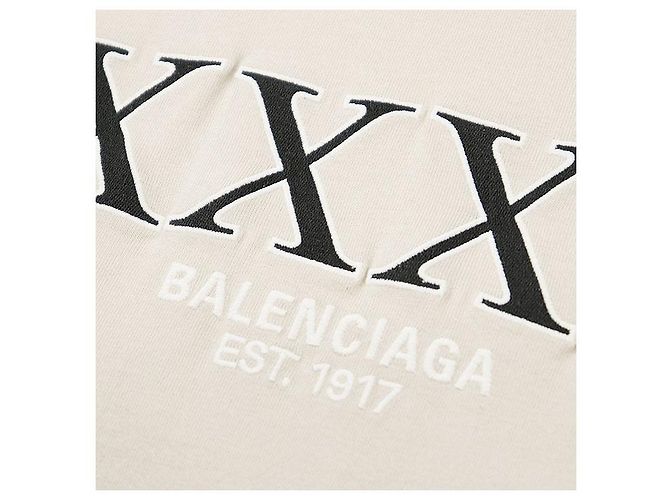 Camiseta de algodón con bordado Balenciaga Blanco Blanco roto - vista 4
